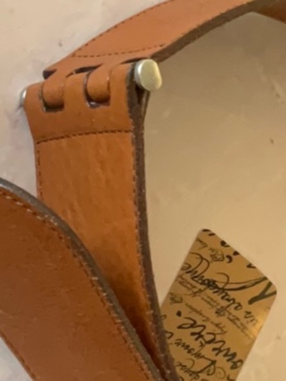 Theory Italian Leather Belt - Handmade in Italy - brass stud bolt detail - S M